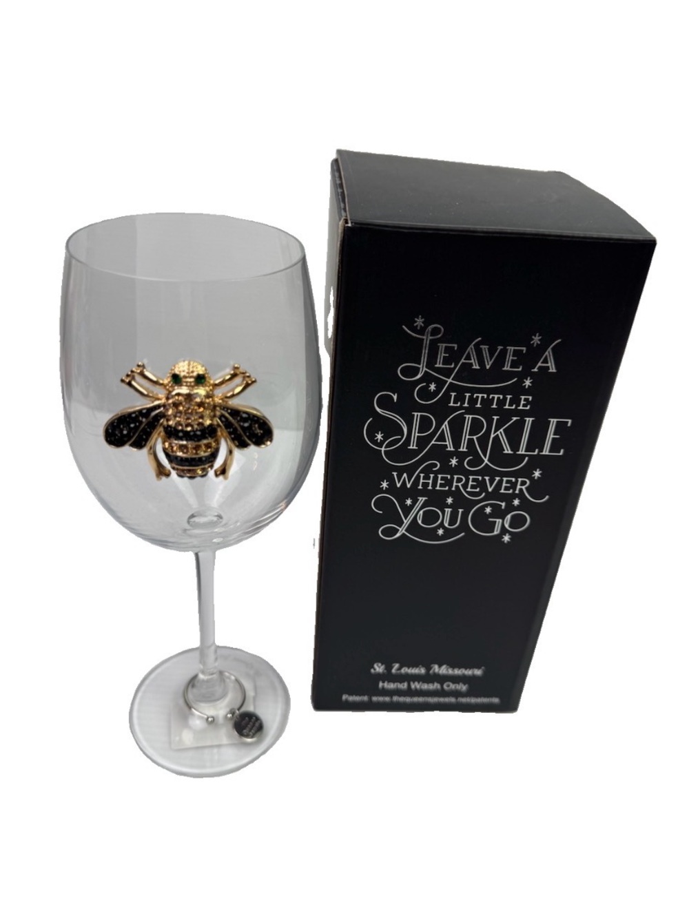 The Queen’s Jewels “Bee” Jeweled Wine Glass Steamed W/ Original Box New